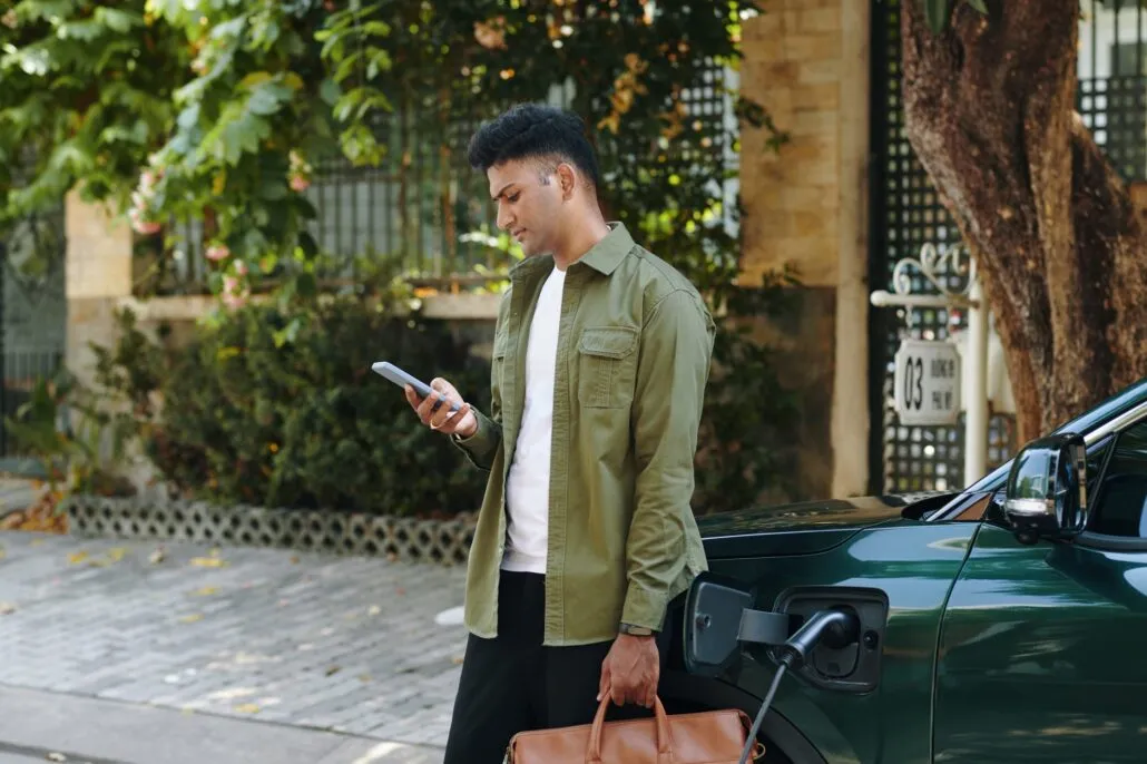 Man Checking Notifications on Smartphone