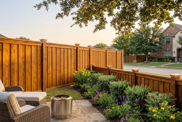wood privacy fence in a Texas HOA community neighborhood
