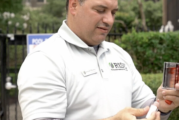 HOA community pool area being reviewed before the start of pool season