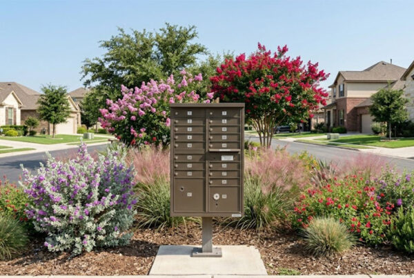 Cluster mailbox unit in a San Antonio HOA neighborhood
